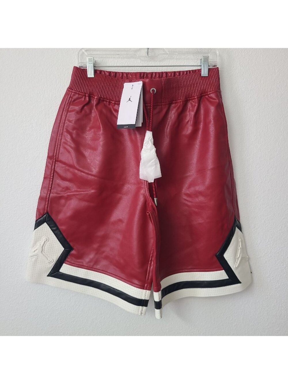 Nike Air Jordan Faux Leather Shorts HV0077-659 Size S Red